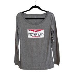 TYR Pro Swim Series 2018 Columbus Ohio Long Sleeve Shirt Grey Womens Large NWT